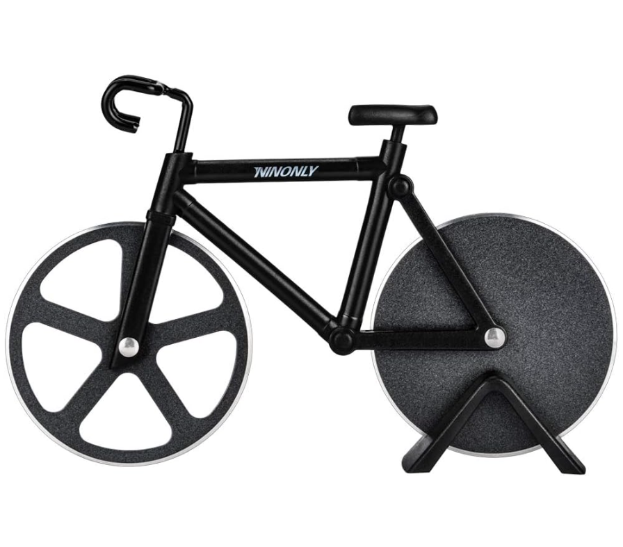 Bicycle Pizza Cutter,Non-stick Bike Pizza Slicer, Dual Stainless Steel Cutting Wheels best for Pizza Lovers,Holiday Vacation Funny White Elephant Gifts Exchange Kitchen Gadget Cool Men's Gift