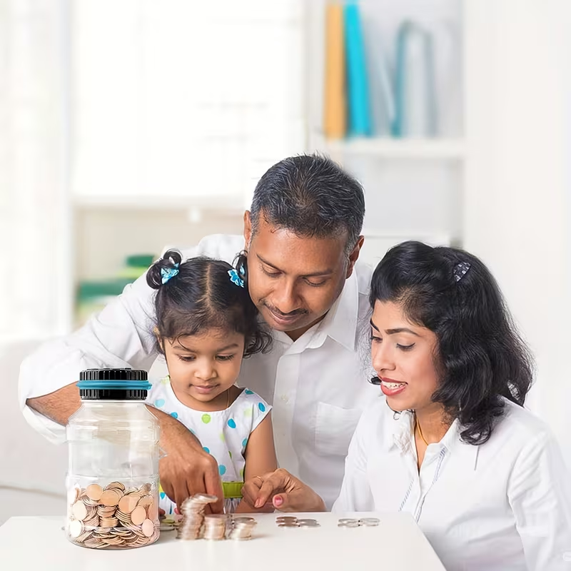 Large Digital Coin Counting Bank with LCD Screen & Money Counter - 60.87oz Penny Bank Compatible for Kids & Adults, Money Jar for US Coins, Savings Jar for Schools, Prizes, Business ()