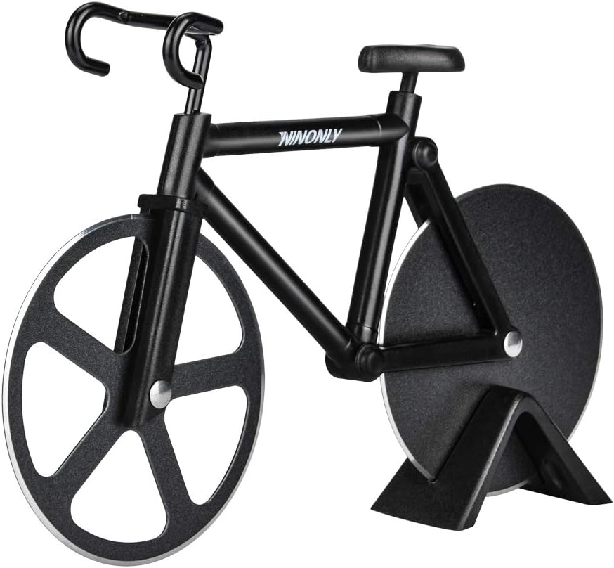 Bicycle Pizza Cutter,Non-stick Bike Pizza Slicer, Dual Stainless Steel Cutting Wheels best for Pizza Lovers,Holiday Vacation Funny White Elephant Gifts Exchange Kitchen Gadget Cool Men's Gift