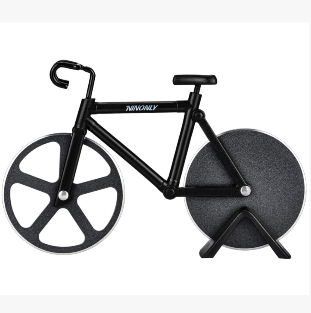 Bicycle Pizza Cutter,Non-stick Bike Pizza Slicer, Dual Stainless Steel Cutting Wheels best for Pizza Lovers,Holiday Vacation Funny White Elephant Gifts Exchange Kitchen Gadget Cool Men's Gift